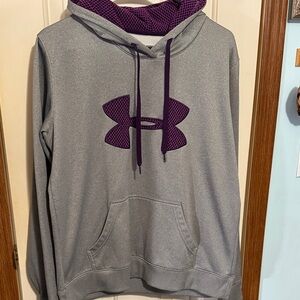 Under Armour Heather Gray Hoodie with Purple Details size Large